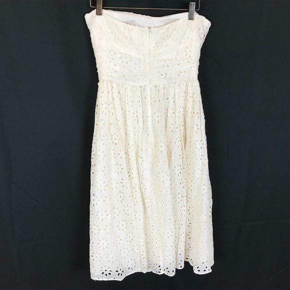 Womens Size 4 Jill Stuart White Eyelet Off the Shoulder Mini Dress - Picture 2 of 4